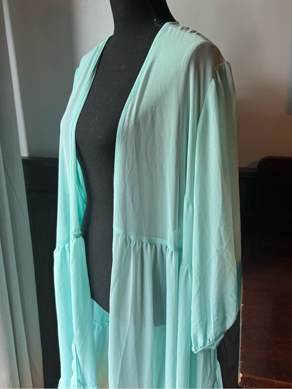Torrid Light Aqua to Coral Ombre rainbow Maxi Kimono 5X - Picture 2 of 6